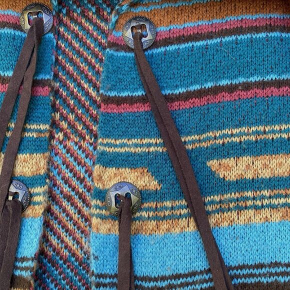 Womens Wrangler Western Cardigan Knitted Sweater Size M Fringe Aztec Cowgirl - Picture 3 of 6